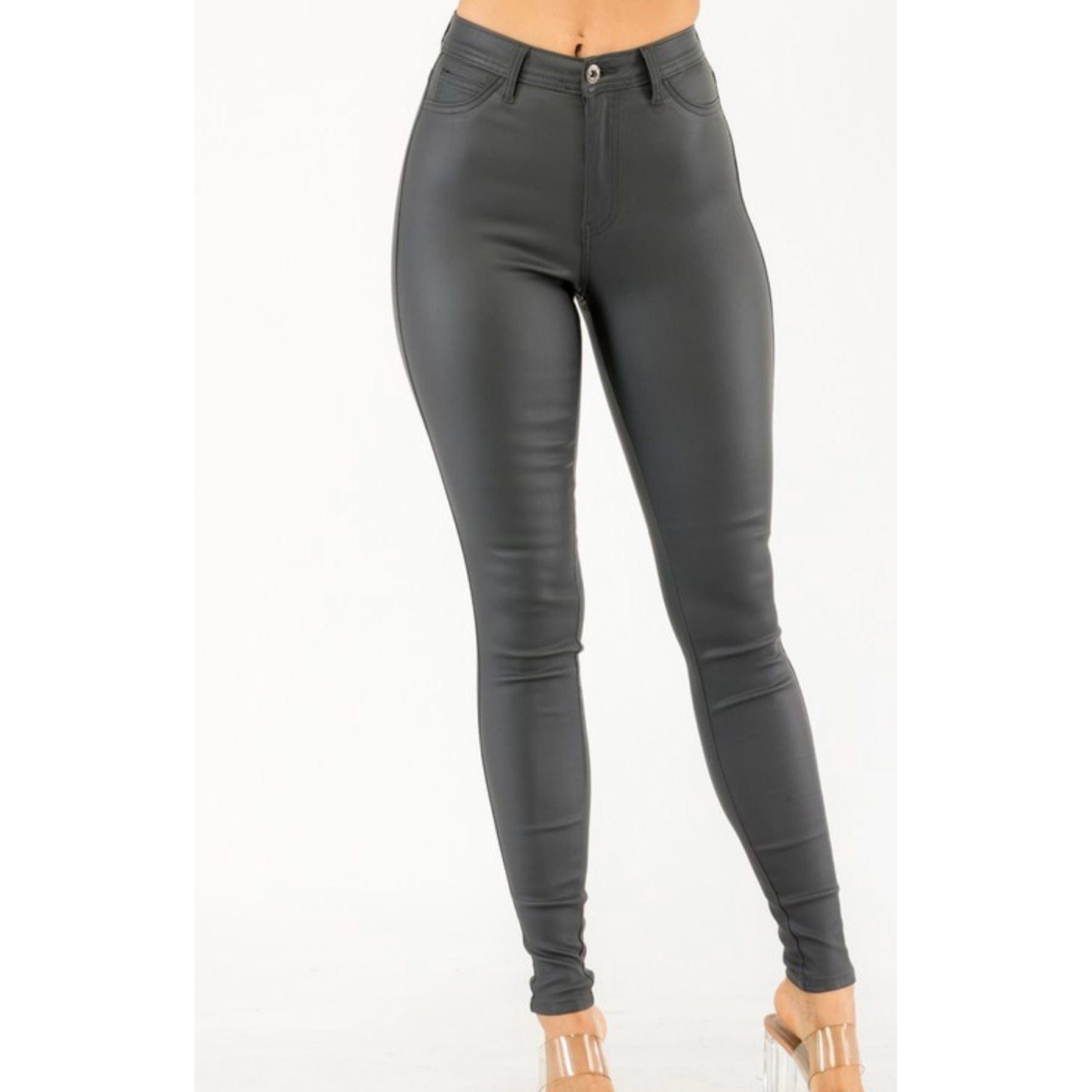 Charcoal Faux Leather Pants