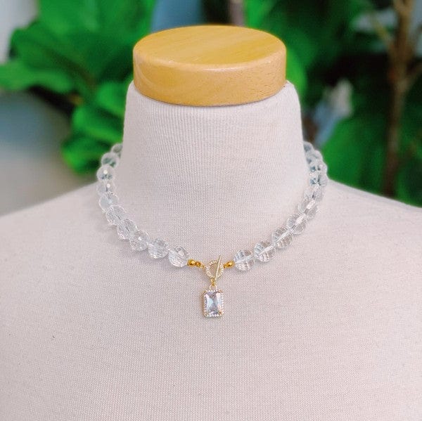 Clear Crystal / OS Clear Crystal Ball Chain Necklace