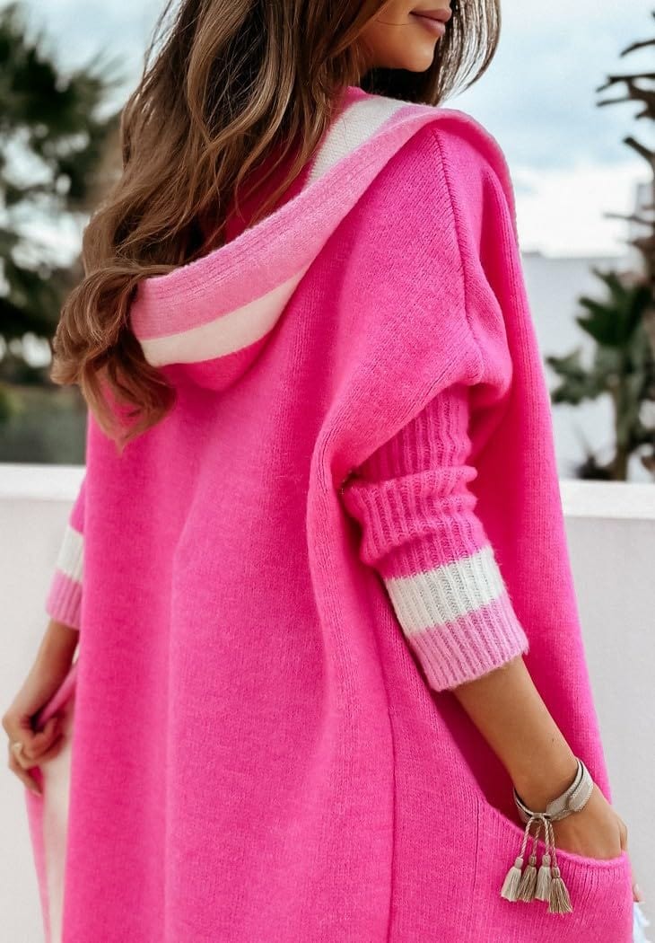 Color Block Hooded Cardigan