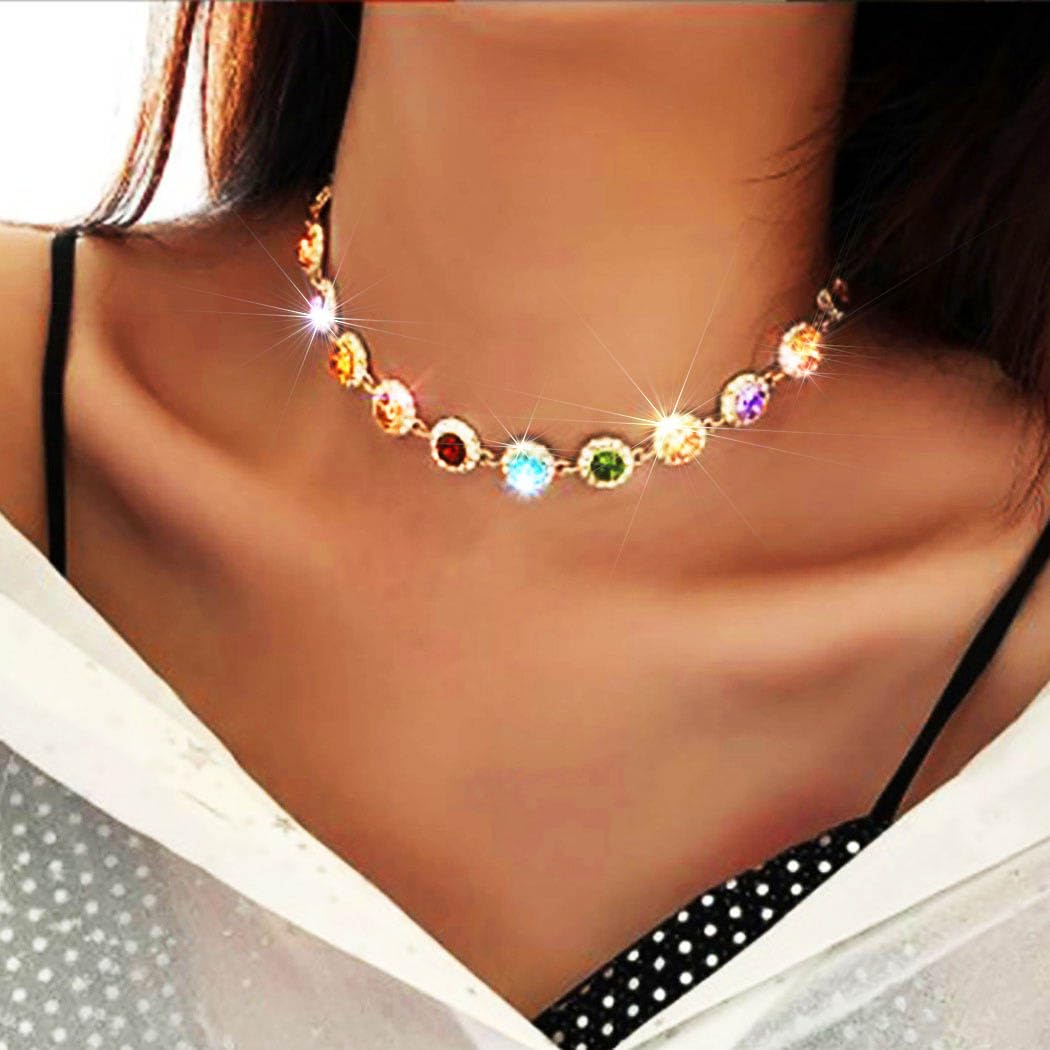 Colorful Crystal Choker Necklace