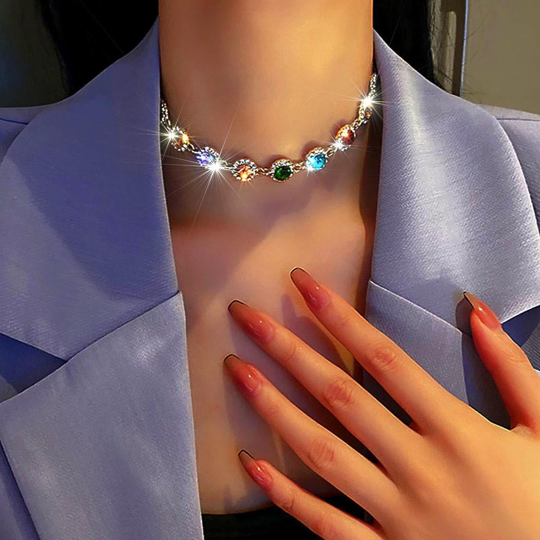 Colorful Crystal Choker Necklace