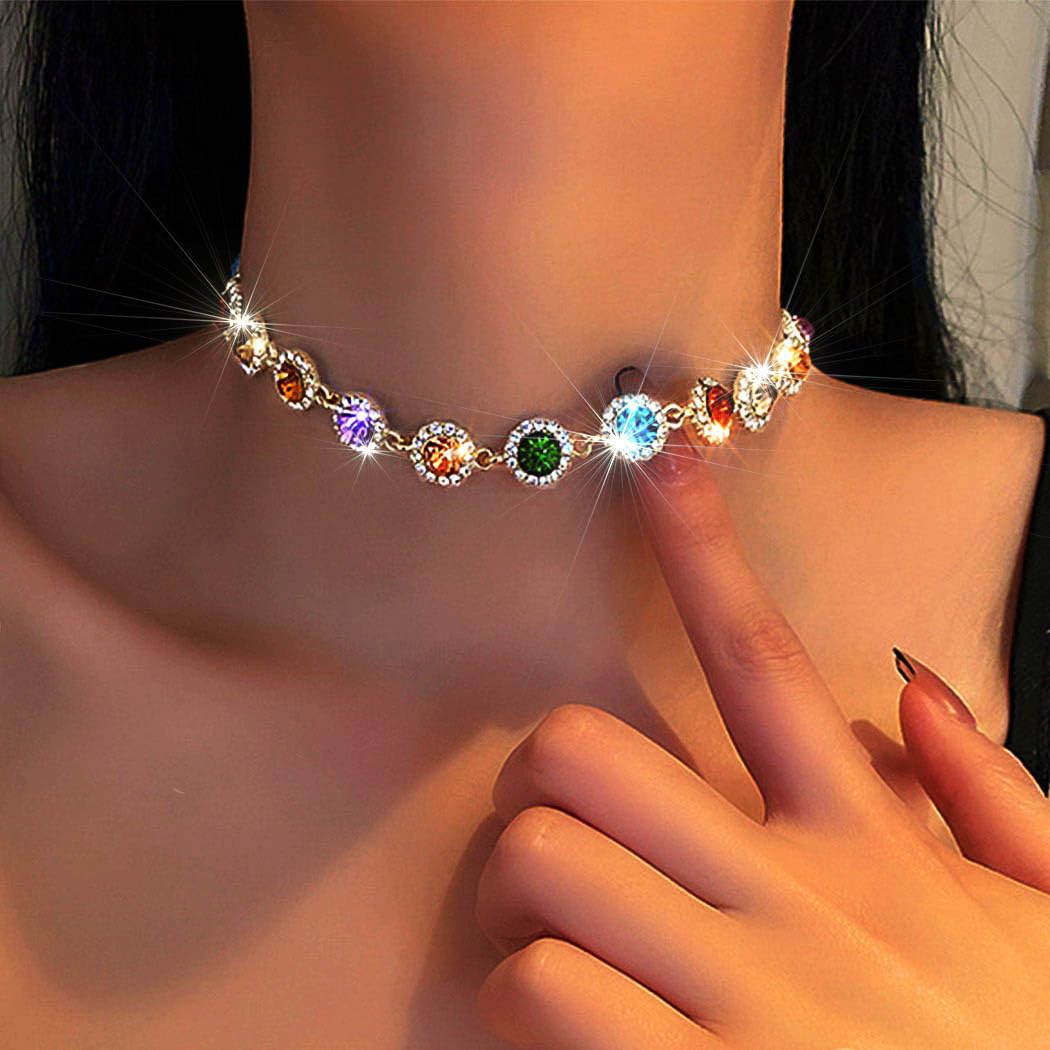 Colorful Crystal Choker Necklace