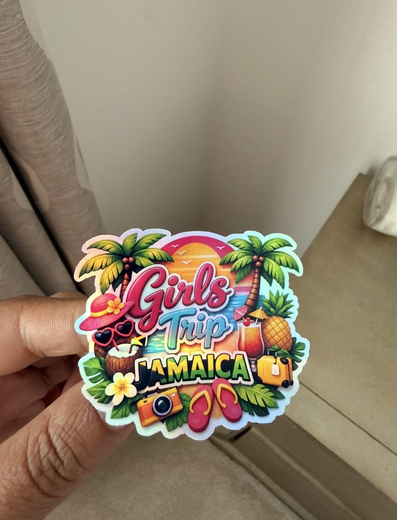 Girls Trip Jamaica Travel Kit – Mini Suitcase with Holographic Sticker or Sticker Pack