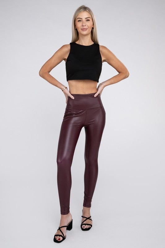 High Rise Faux Leather Leggings (Ships from CA)