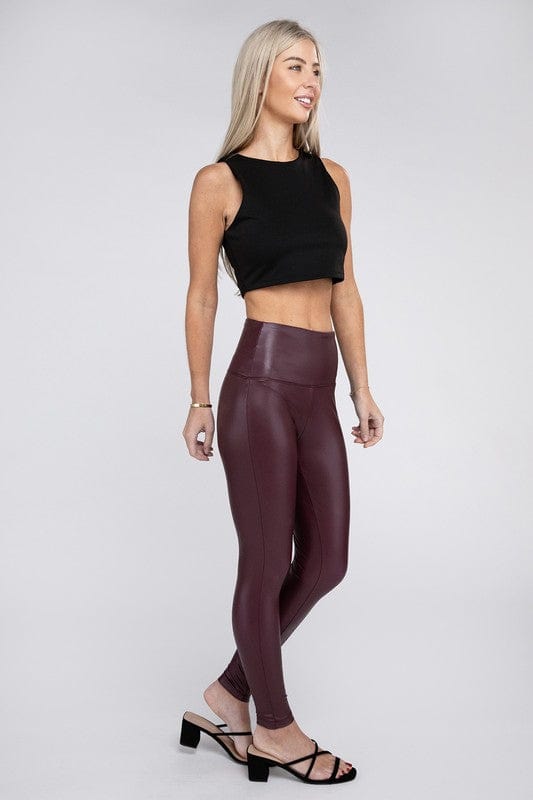 High Rise Faux Leather Leggings (Ships from CA)