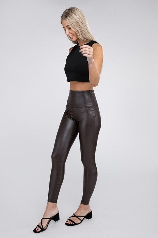 High Rise Faux Leather Leggings (Ships from CA)