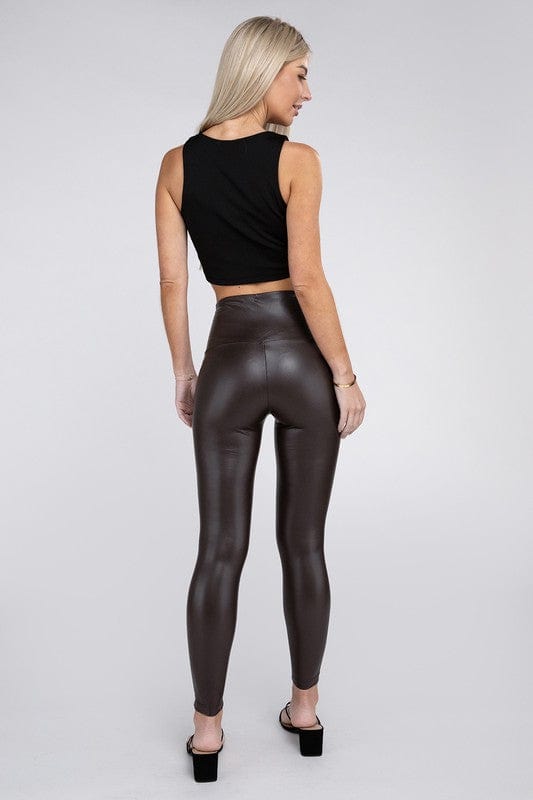 High Rise Faux Leather Leggings (Ships from CA)