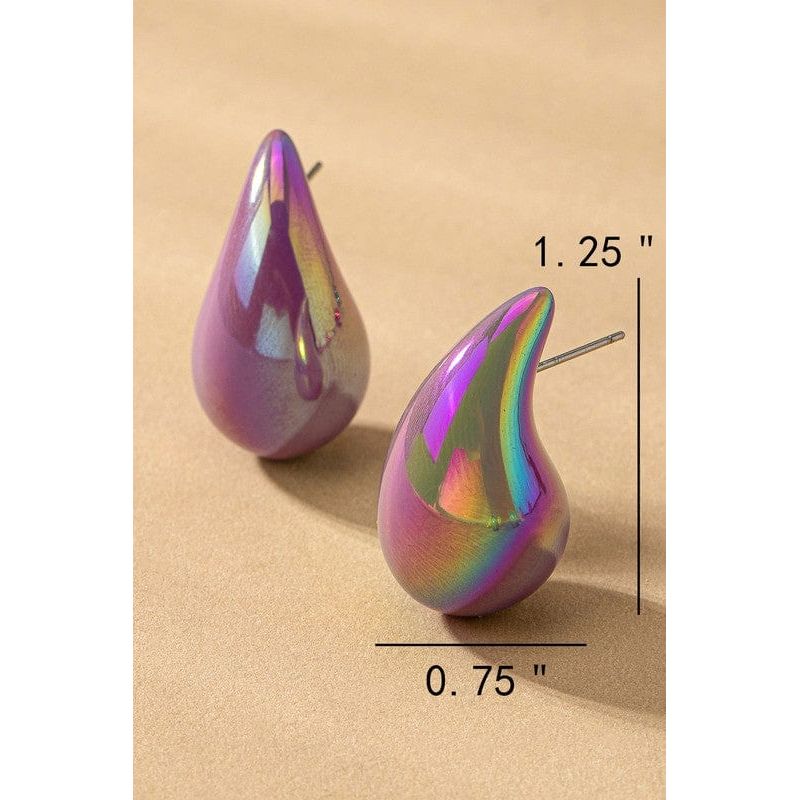hollow puffy color coating teardrop earrings