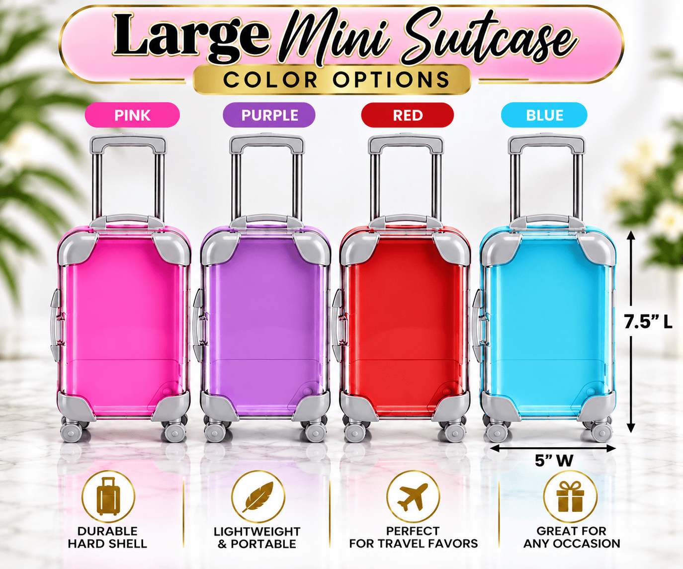 Large Mini Suitcase Party Favor | Empty Suitcase for Girls Trips & Bachelorette Parties