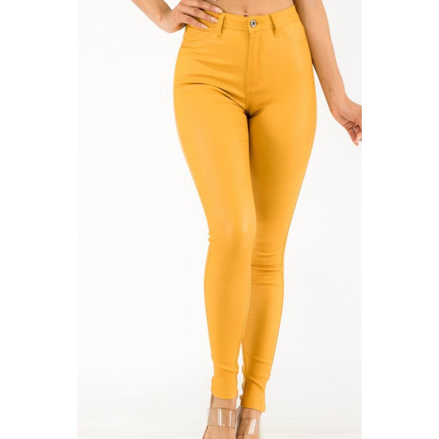 Mustard Faux Leather Pants
