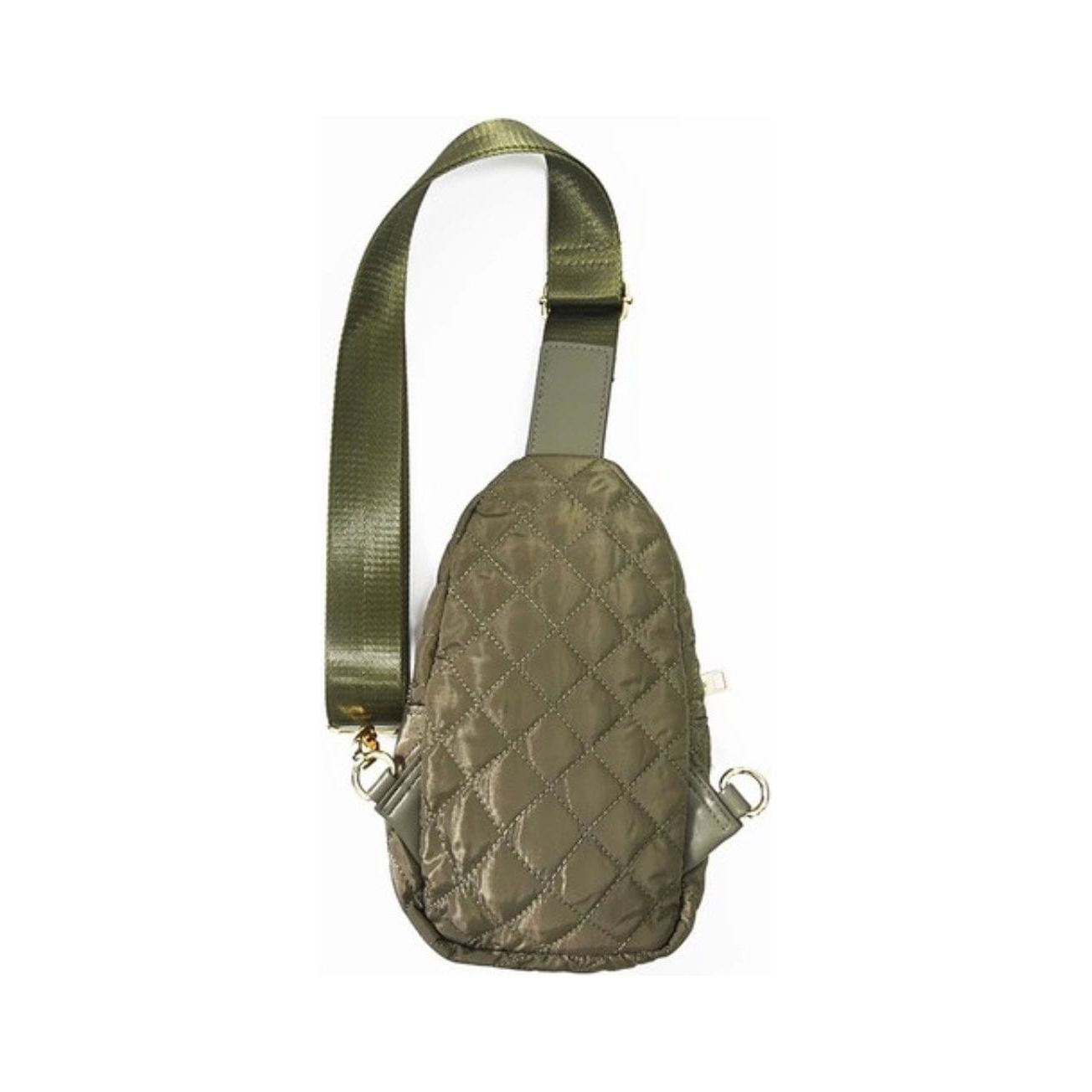 Olive (PREORDER-ships 1/31/24) Nylon Quilted Puffer Sling Bag