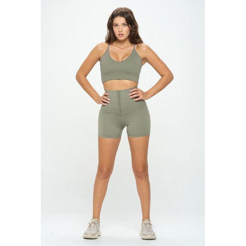 Olive / S Corset Waist Buttery Soft Shorts Body Shaper (Ships from CA)