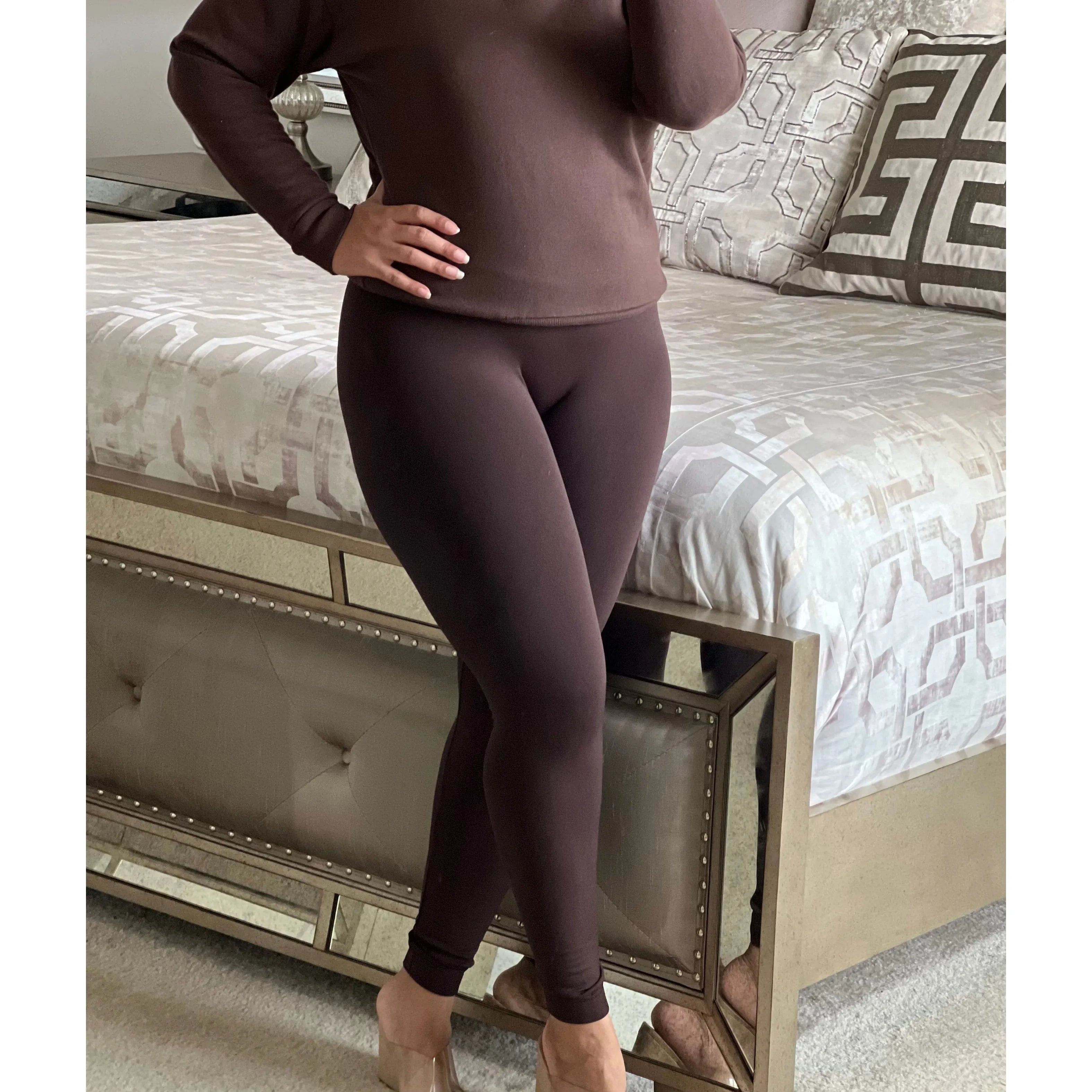One Size Brown Seamless Leggings