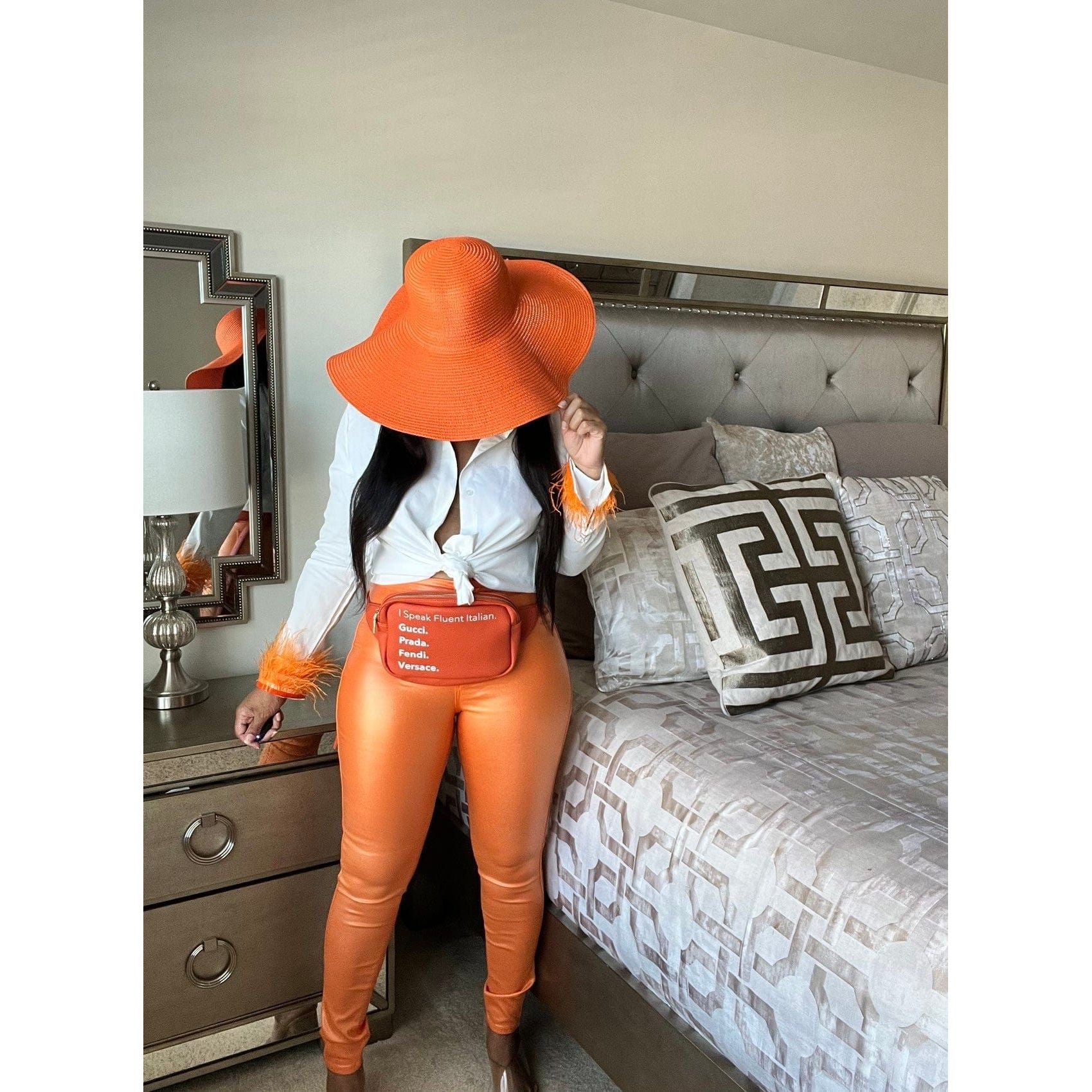 Orange Iridescent Pants