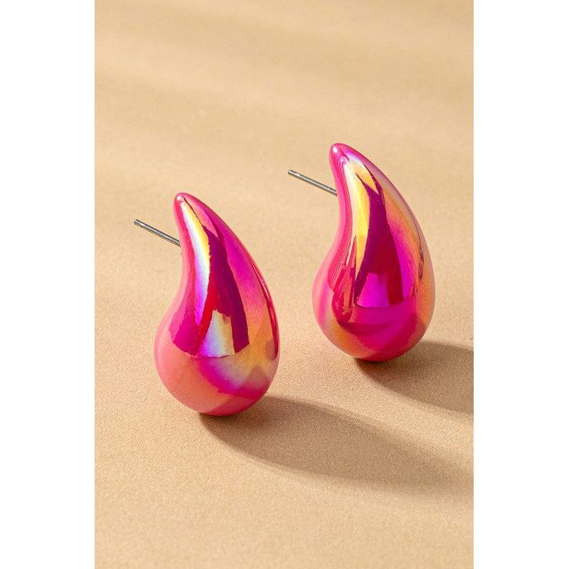 Pink / one size Iridescent Teardrop Earrings