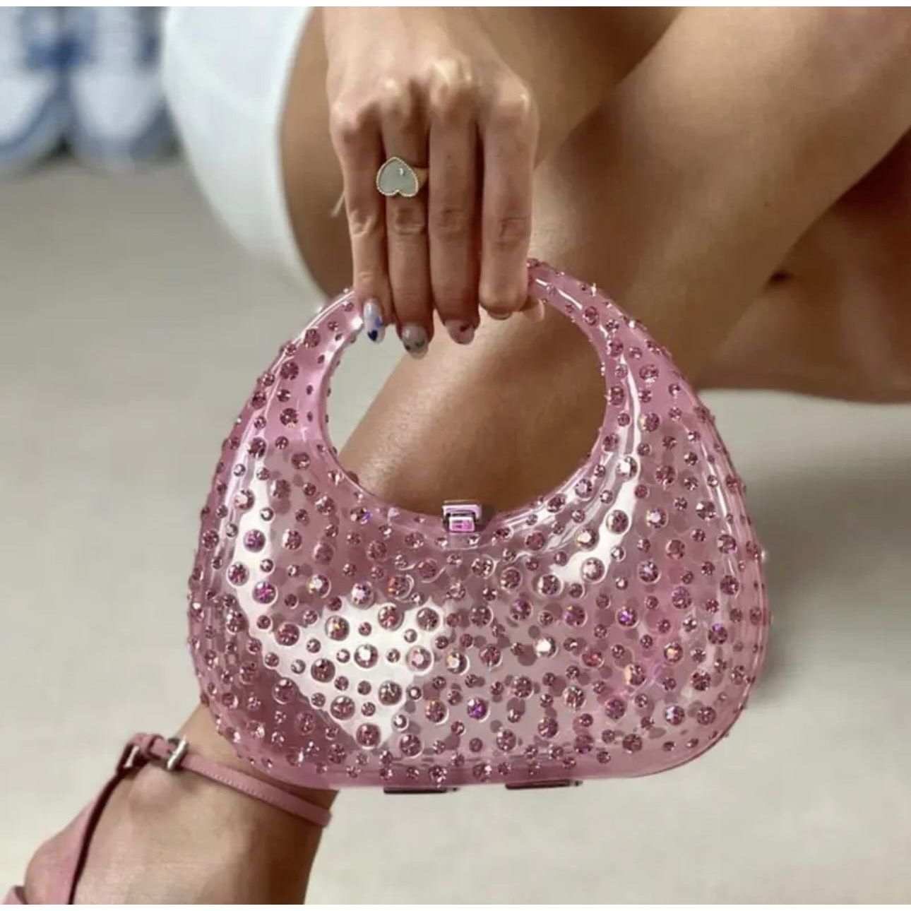 Pink Rhinestone Clutch Bag