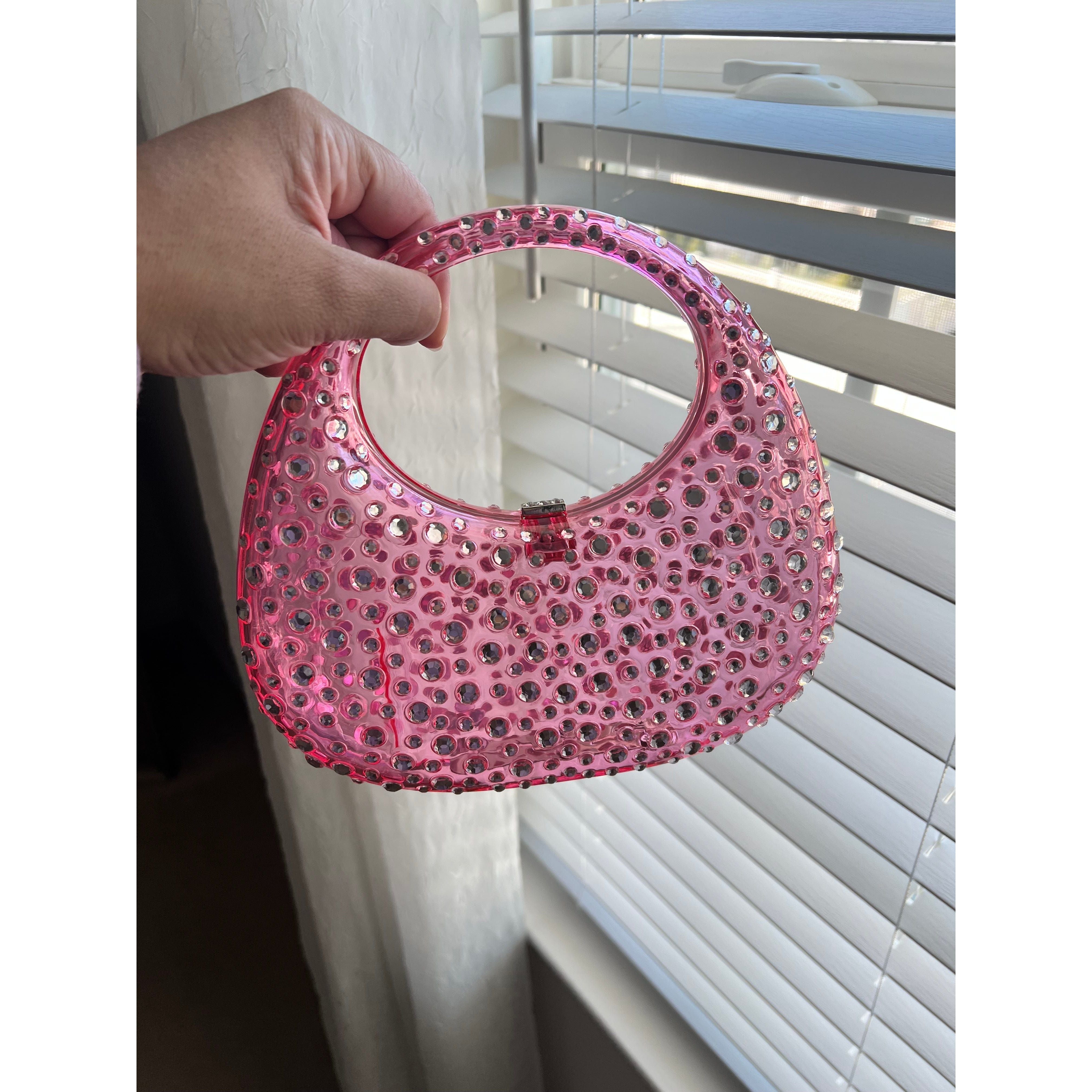 Pink Rhinestone Clutch Bag