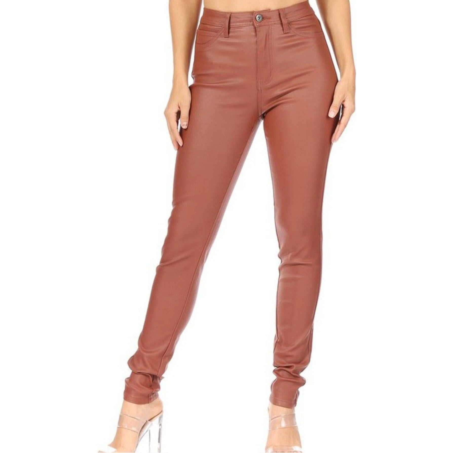 Rust Faux Leather Pants