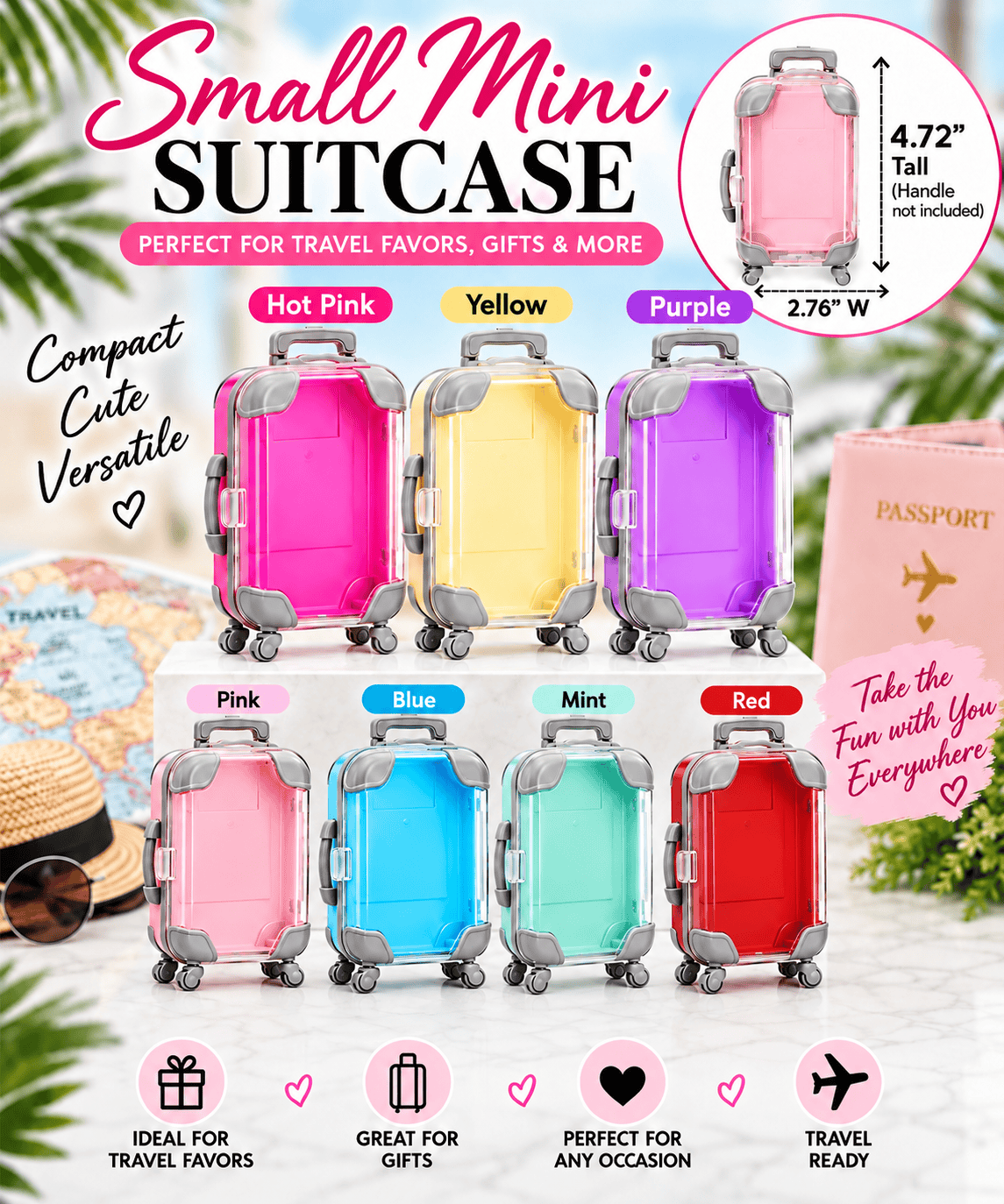 Small Mini Suitcase Party Favor | Empty Suitcase for Girls Trips & Bachelorette Parties