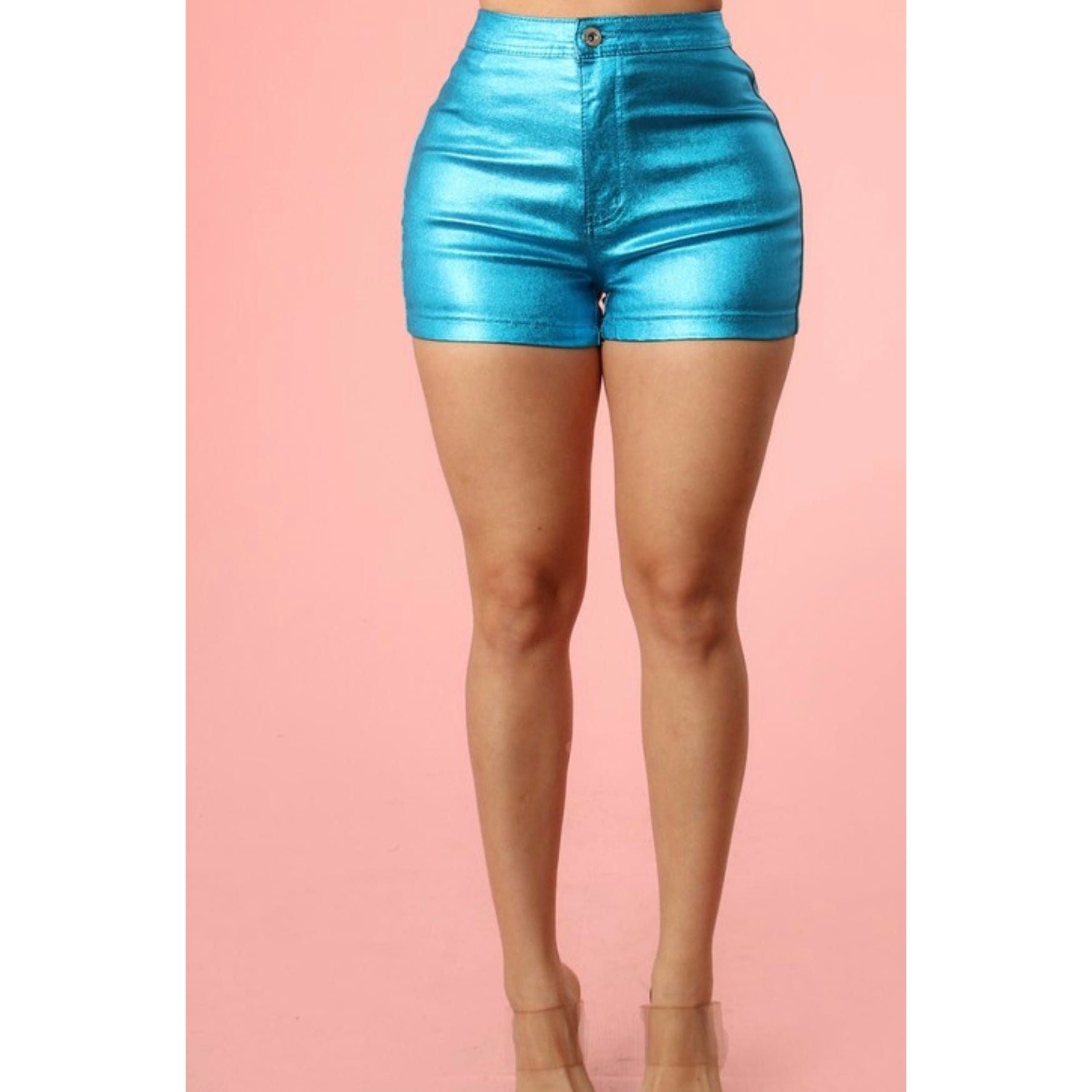Turquoise Iridescent Shorts