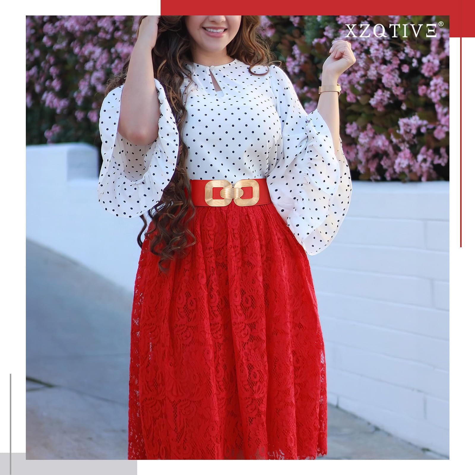 Wide Elastic Belts with Gold Buckle