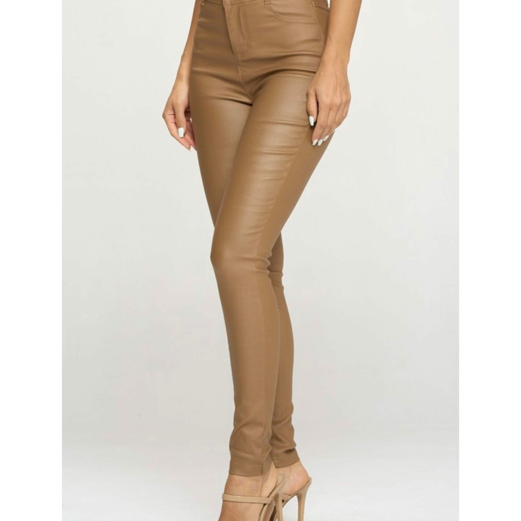 Camel PU Leather Pants