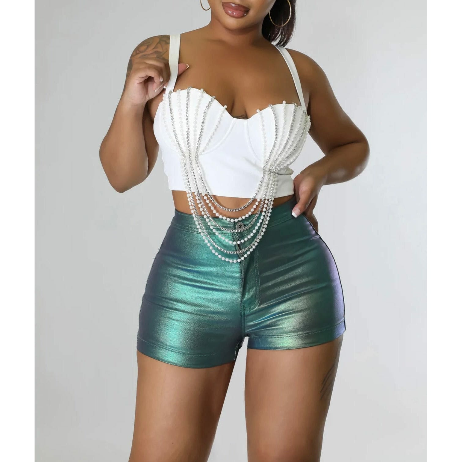 Green Iridescent Shorts