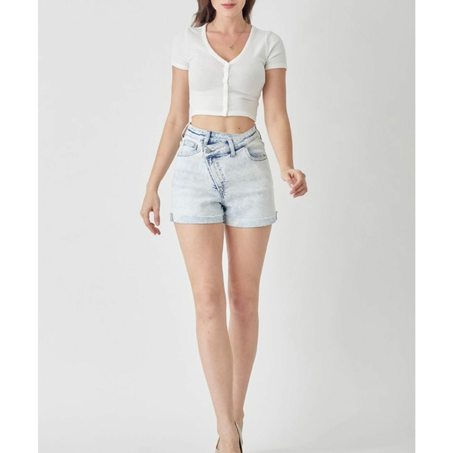 High Rise Cuffed Crossbody Shorts