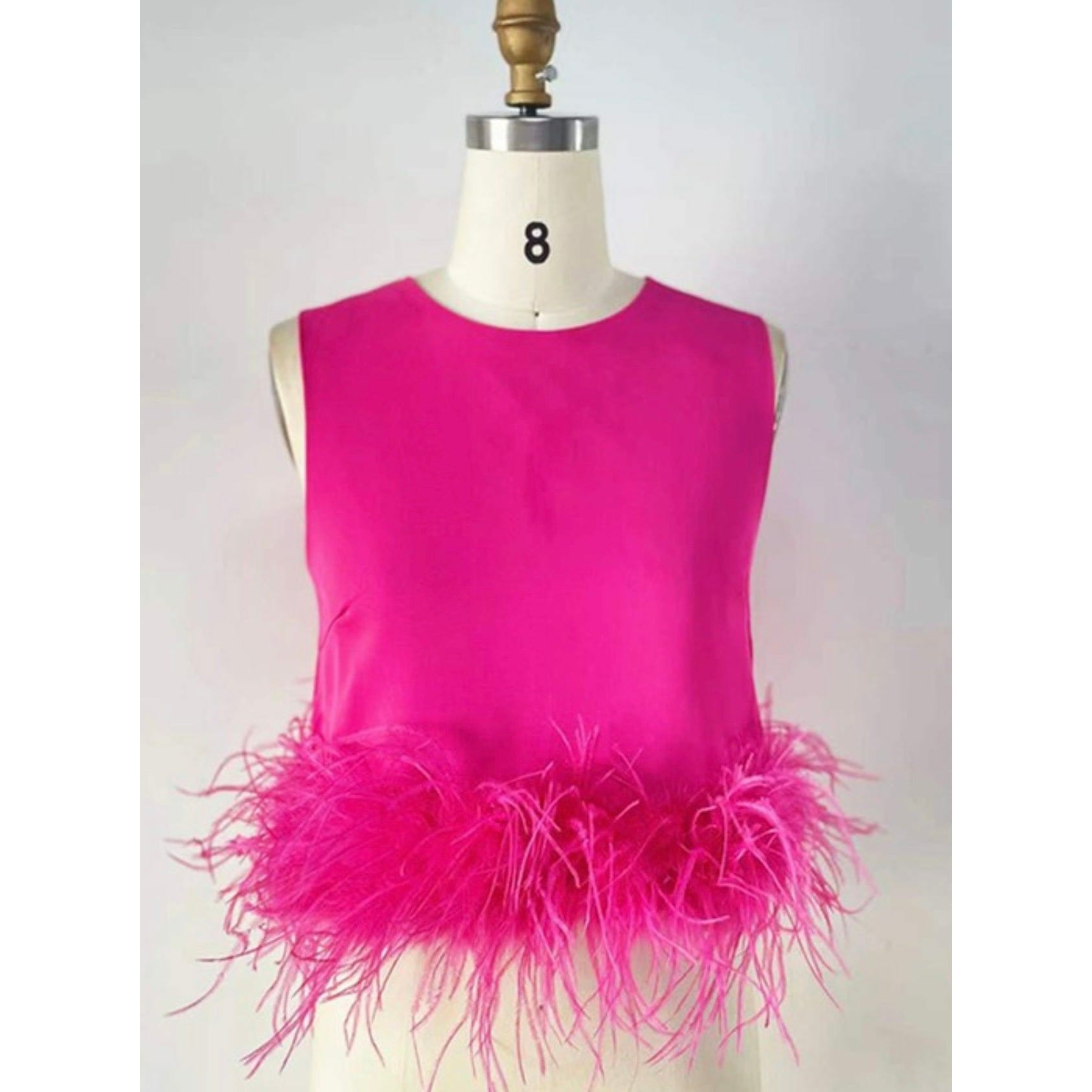 Hot Rose Feather Top