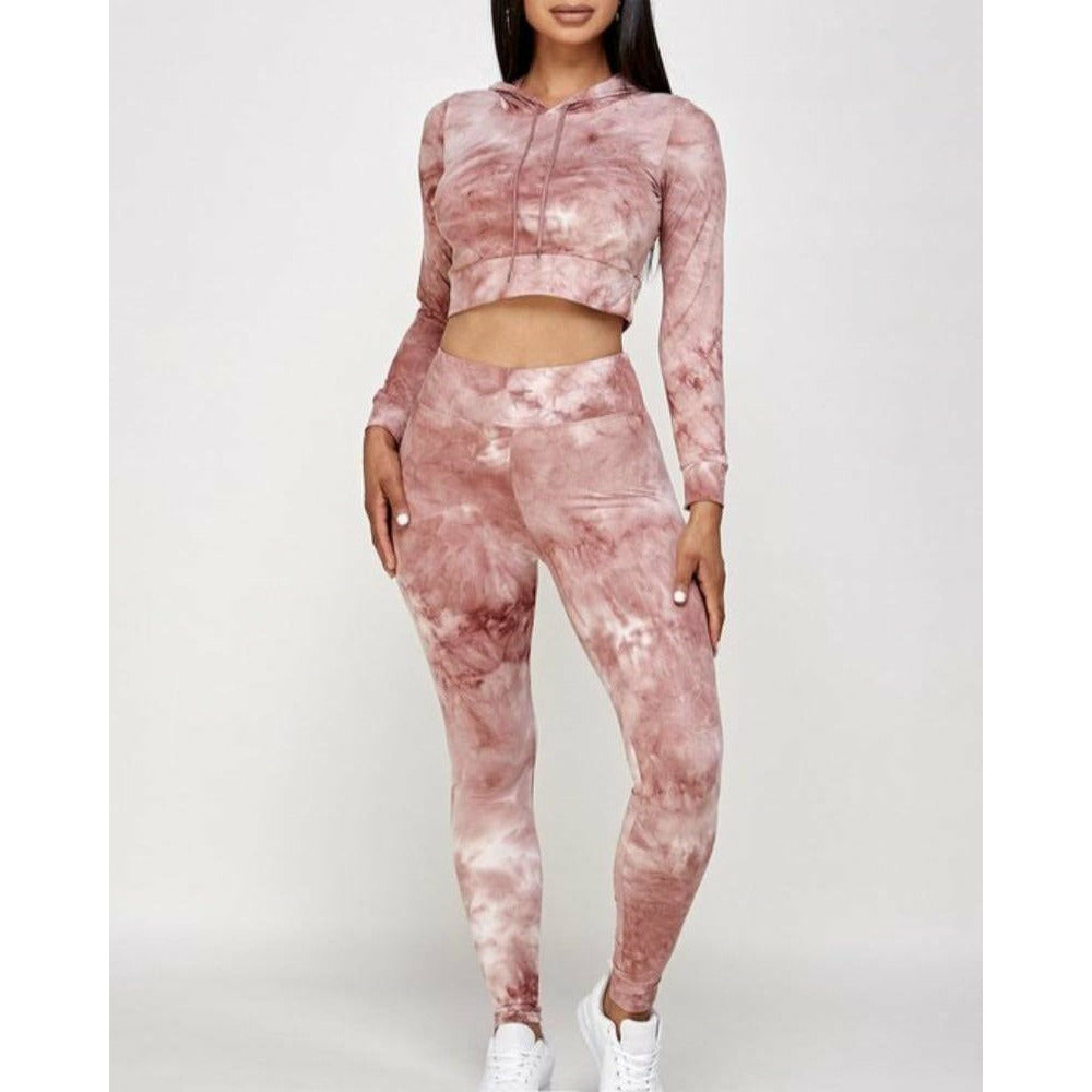 Mauve Cropped Hoodie & Legging Set