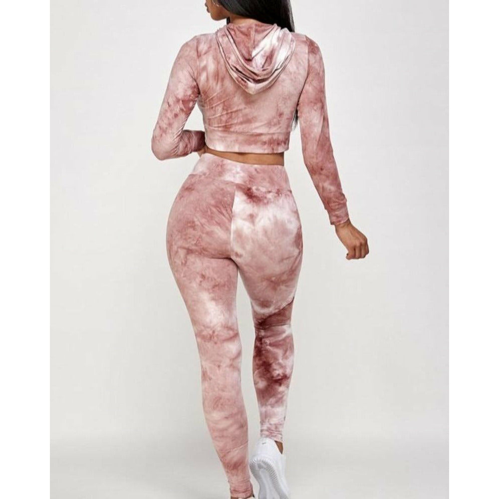 Mauve Cropped Hoodie & Legging Set
