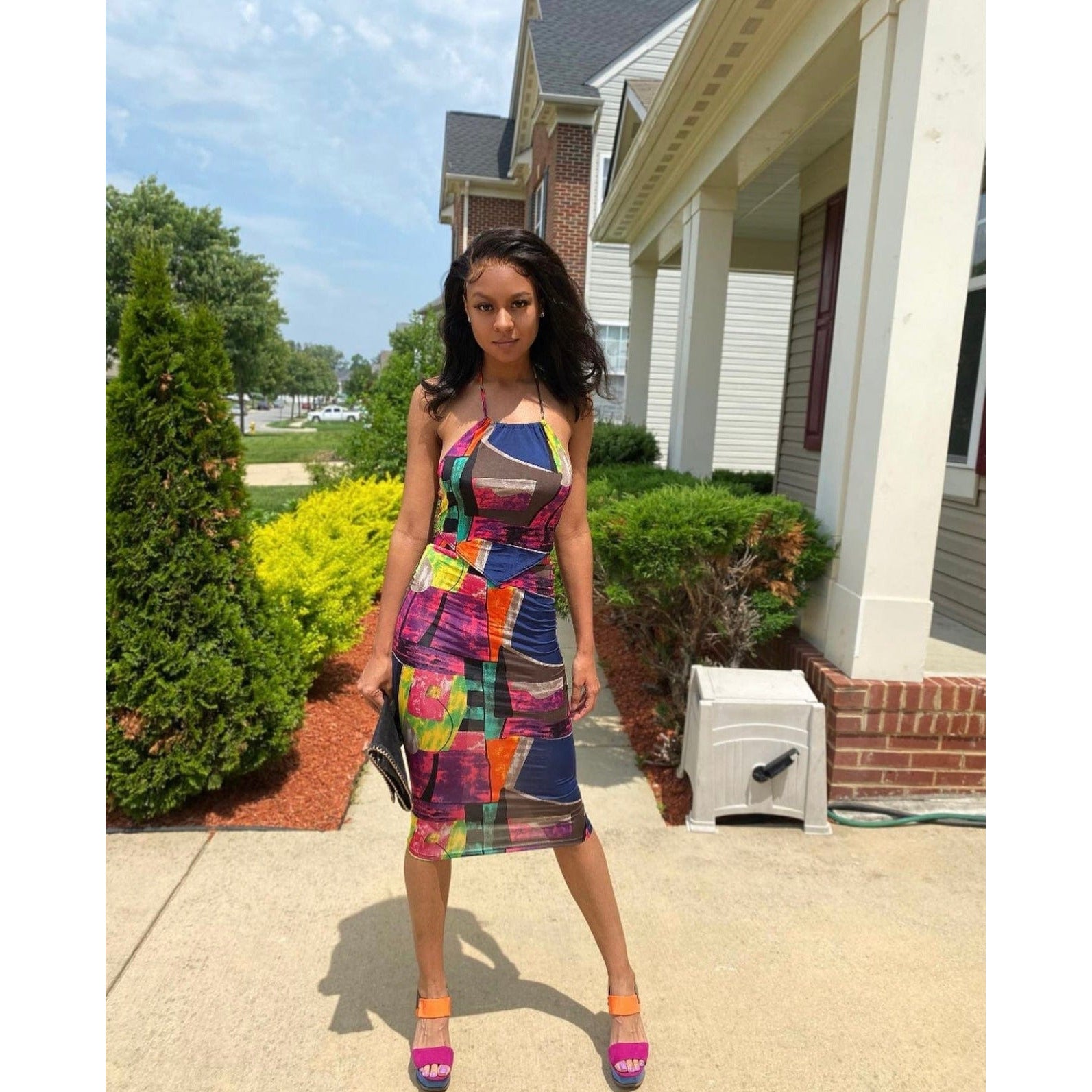 Multi Color Print Skirt Set