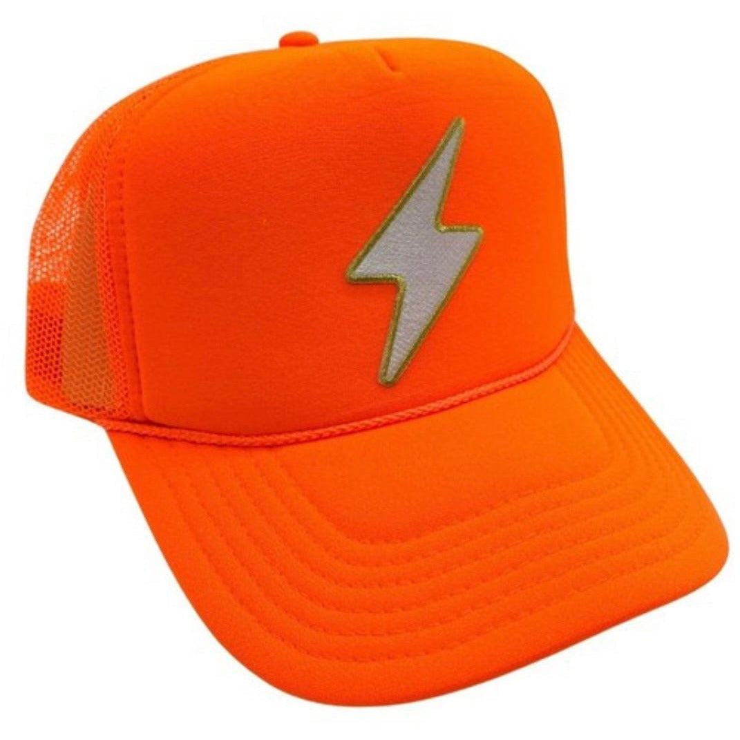 Neon Orange Bolt Trucker Hat