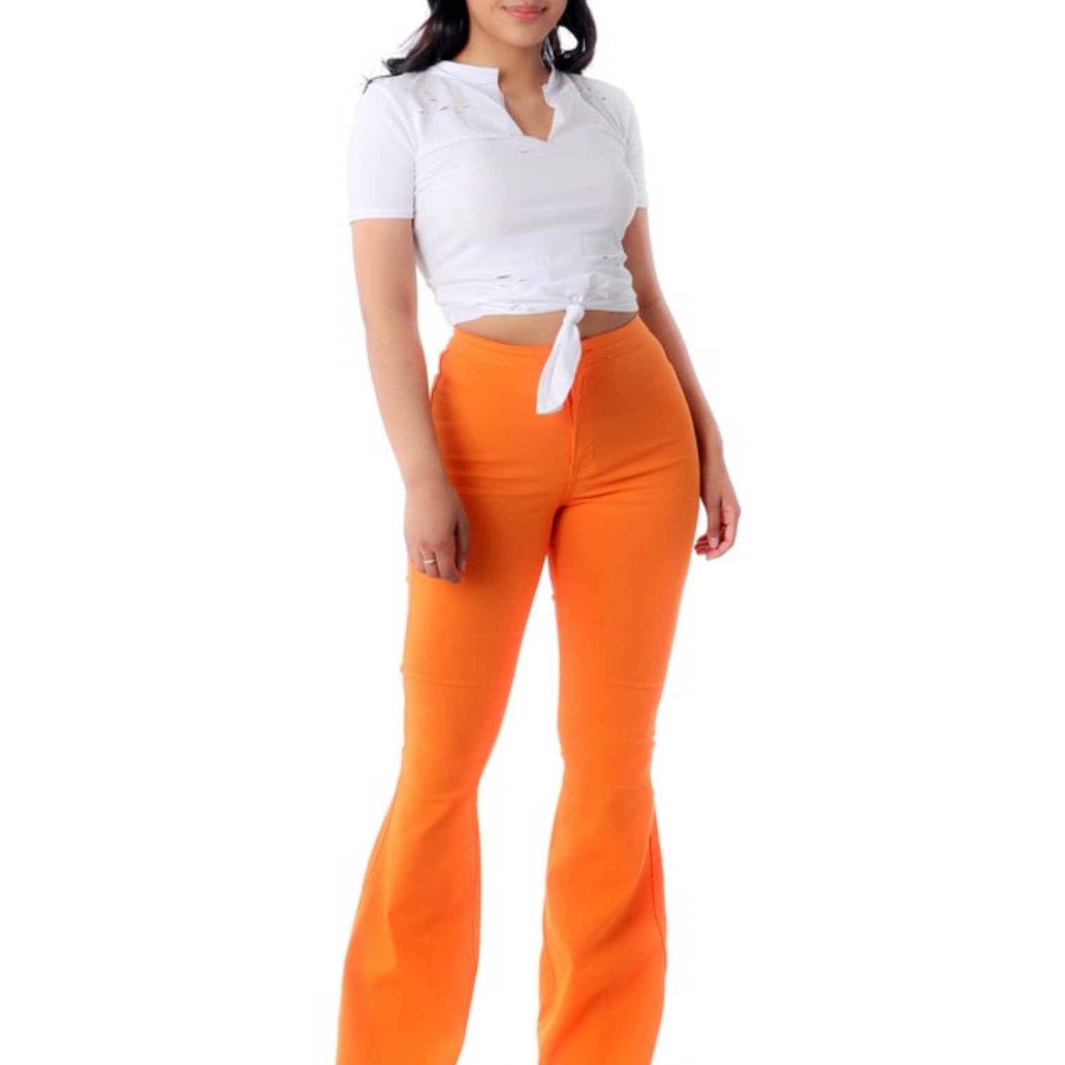 Orange Bell Bottom Pants