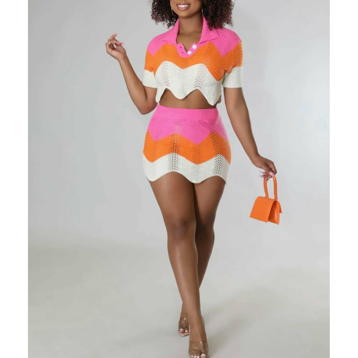 Orange Sherbet Skirt Set