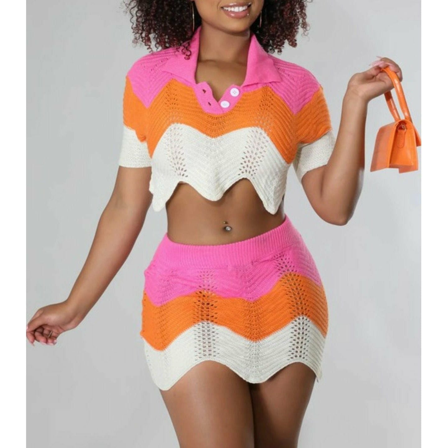 Orange Sherbet Skirt Set