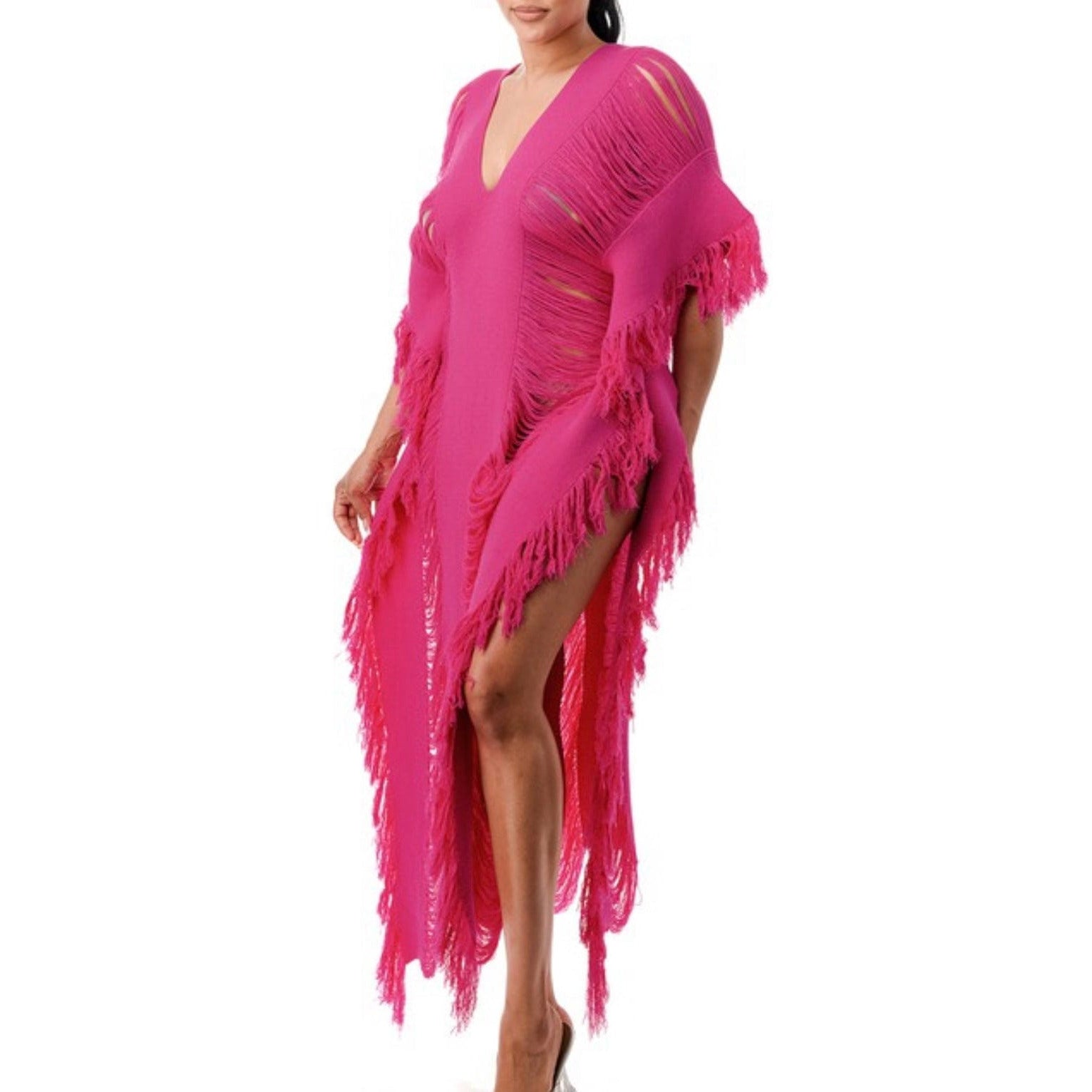 Pink Fringe Coverup Dress