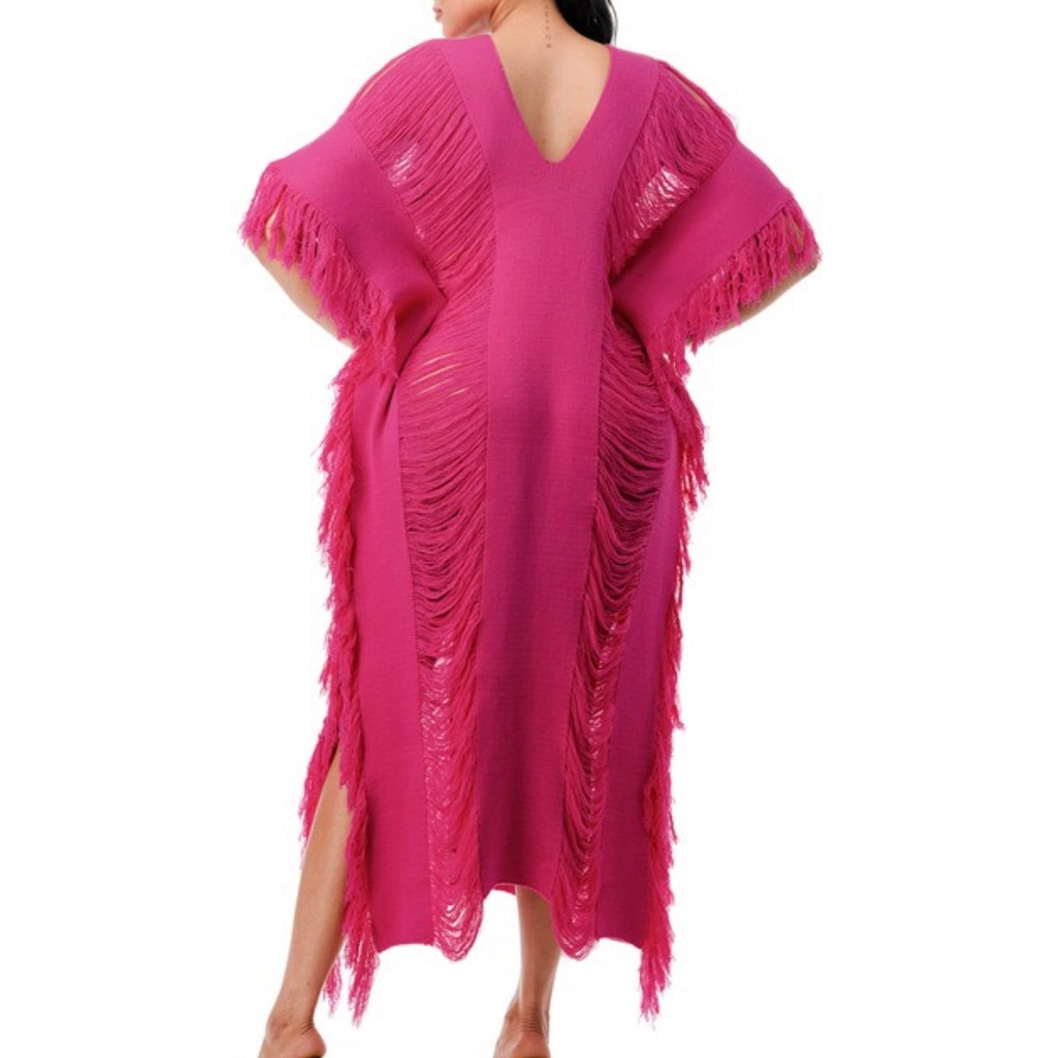 Pink Fringe Coverup Dress