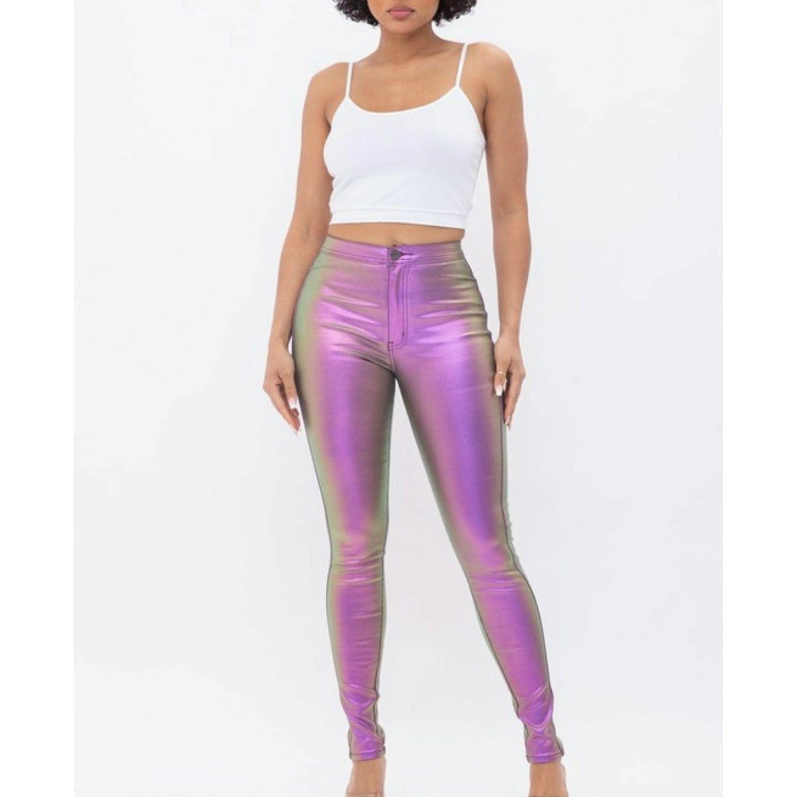 Purple Metallic Iridescent Pants 