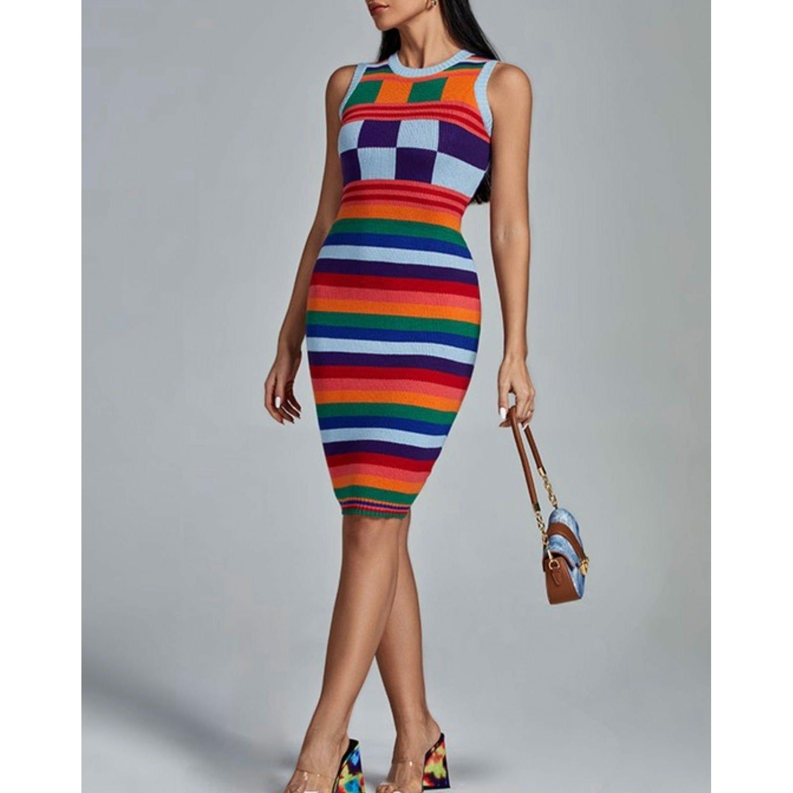 Rainbow Knit Midi Dress