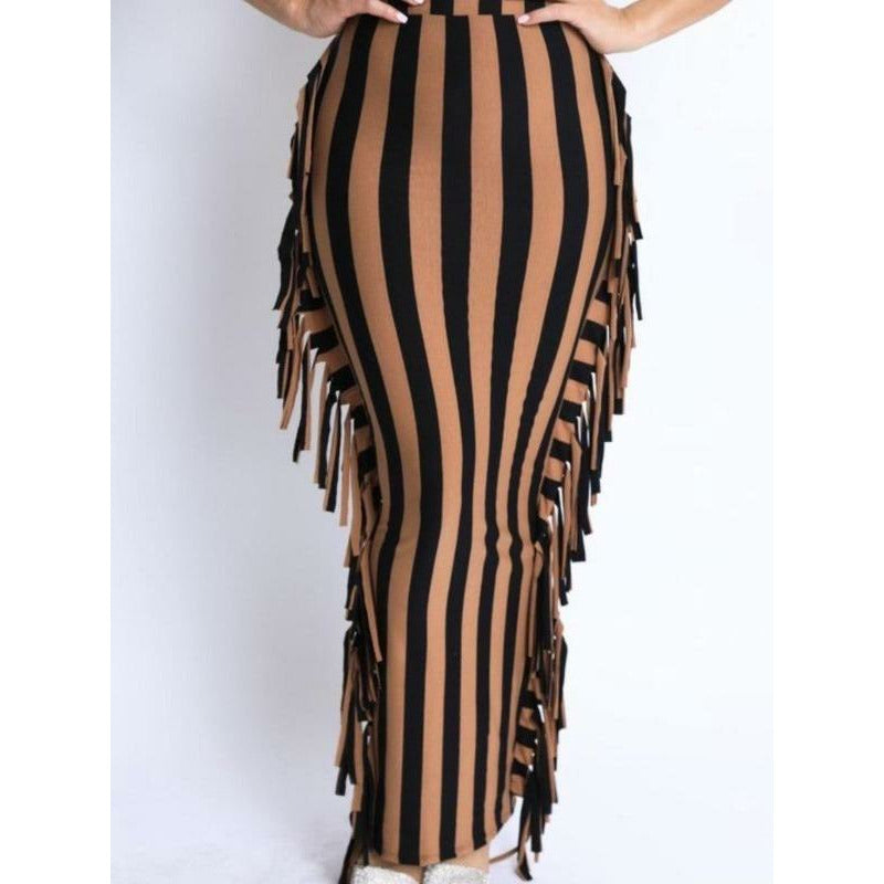 Striped Fringe Skirt