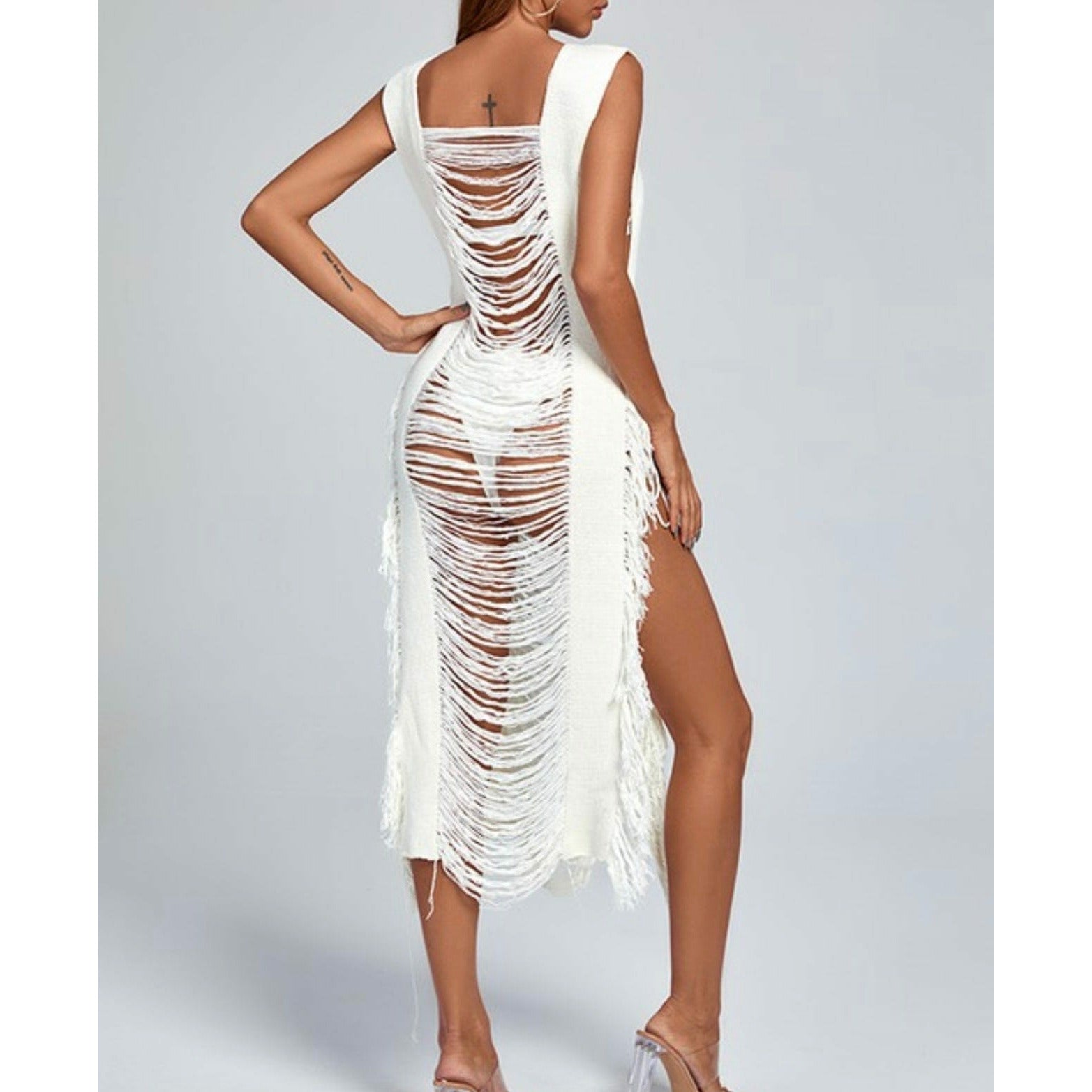 White Fringe Dress