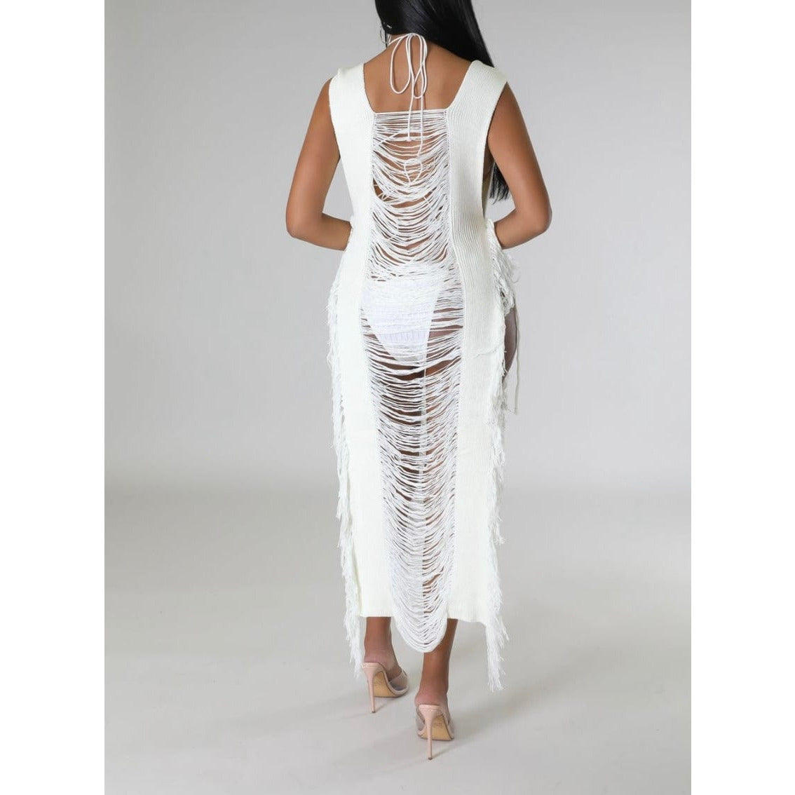 White Fringe Dress